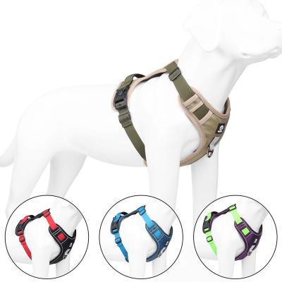 China Wholesale Custom Reflective Nylon Pet Adjustable Harness Vest Tactical Dog Harness With Padded Vest for sale