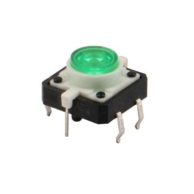 China TS-G010 Vertical Momentary Push Button Switch 12*12 LED 6 Pin DIP Type With Column Green Top White Bent TS-G010 for sale