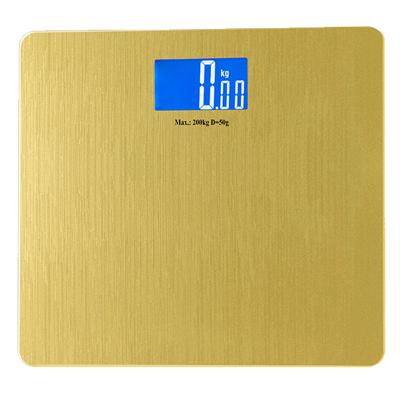 China With Scale Tray 8mm Large Personal Height Platform 200kg Gold Tempered Glass Integrate Gym Scale for sale