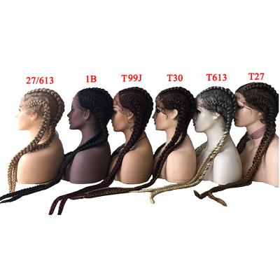 China Synthetic Braid Hair 30 Inch Wigs Wig Braid Long Braided Wigs For Black Women Lace Front for sale