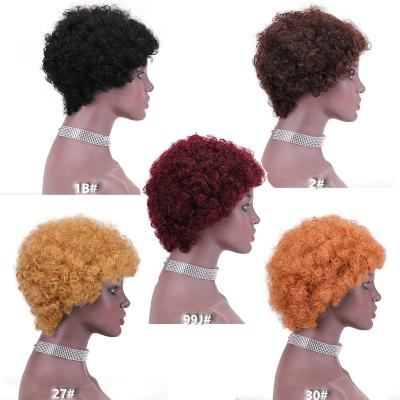 China Afro Wave Pixie Short Hair Machine Made Afro Curly Wig For Black Women for sale