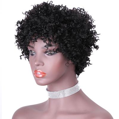 China Afro Kinky Curly Brazilian Remy Human Hair 180% Density No Lace Short Pixie Cut Wig For African Black Women for sale