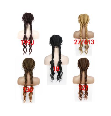 China High Quality Braid AIFANLIDE 30 Inches Braid Synthetic Wig 2 Braids Hair Hand Braided Synthetic Lace Front Wigs for sale