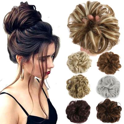 China Heat Resistant Synthetic Hair Bun Extensions Short Wavy Curly Messy Donut Buns Synthetic Fiber Hair for sale