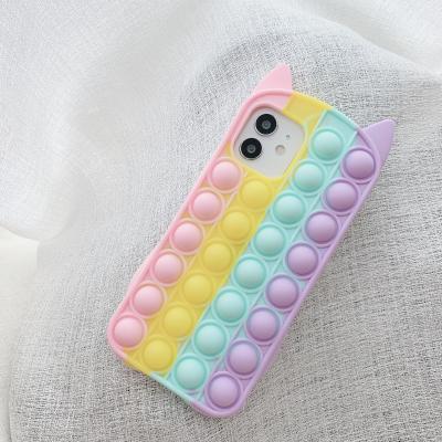 China sale cat anti-push jumping case bubble doll fidgety person toy case for iphone 11 pro max rainbow 12 design for sale