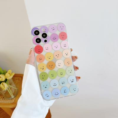 China Colorful Anti-fall Rainbow Phone Case Face Design DIY Phone Case For iPhone 12/11 TPU Cartoon Phone Case for sale