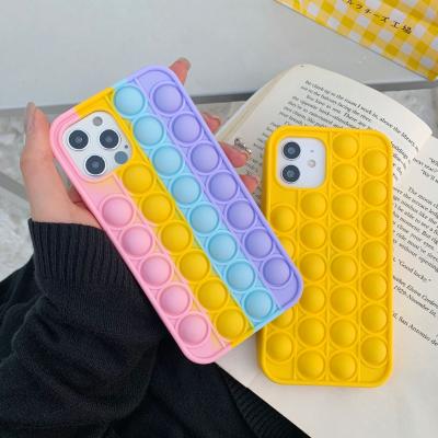 China newest Anti-drop push bubble wiggle 2021 phone case for iPhone 12 all series size 3d silicone phone case for sale