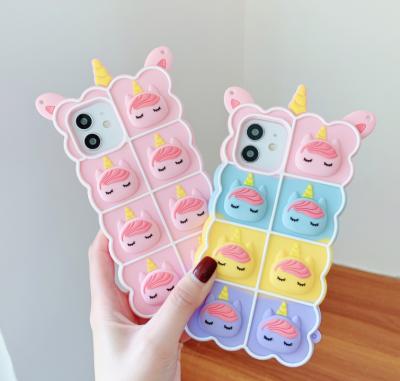 China Anti-fall Relaxing Bubble Wiggle Person Toys Phone Case For iPhone 13/12 Pro Unicorn Mobile Case Max Popular for sale