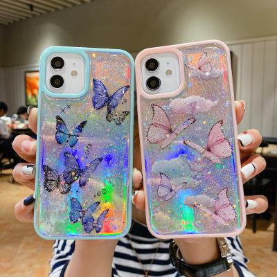 China Anti-fall laser phone case butterfly case for Iphone 11 12 pro max in stock on sale for sale