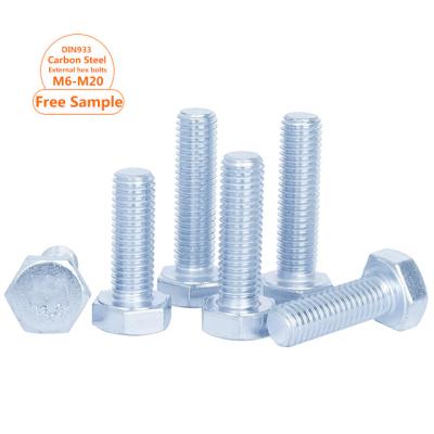 China Blue White Galvanized Hex Bolt M6 M8 M10 M12-M20 Thread Din933 Din931 External Hex Bolt Grade 12.9 Precise Full Metal Steel for sale