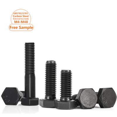 China Steel 8.8 Grade GB5782 GB5783 Din931 Din933 Black Steel Hex Bolts Full Carbon Steel Half Thread High Tensile Outer Hex Bolts M4-M48 for sale