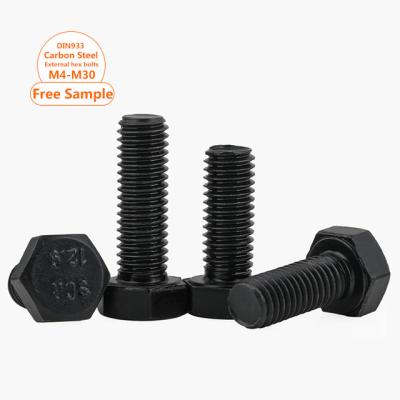 China OEM/Odm Fastener Din933/931 Hex Head Bolt Steel Grade 12.9 Steel High Strength Black Oxide Coated M5-M24 External Hex Bolt for sale