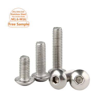 China Stainless Steel ISO7380 304 Stainless Steel 201 316 Allen Bolts Allen Drive Button Head Bolts Socket Screws M5 M6 M8 M10 M12 M16 M1.6 m2 for sale