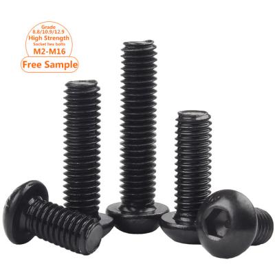 China Steel Hex Socket Head Bolts High Tensile Alloy Steel Pan Head Black Socket Button Head Bolts M2 M3 M5 M6 M8 M10 M12 M16 for sale