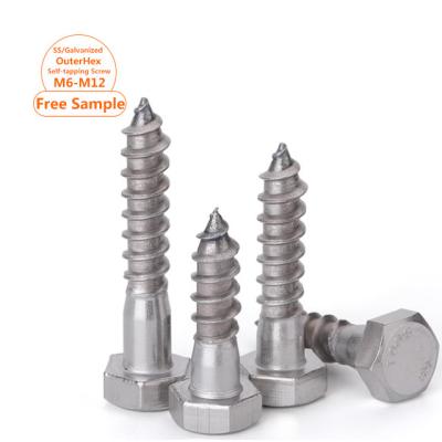 China HEX Size Thread Hex Head Full Stainless Steel Half Lag Custom Self Tapping Bolt Screws Lumber Screws M6 M8 M10 M12 for sale