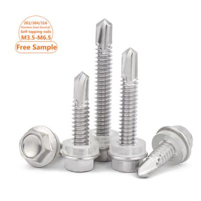 China HEX 304/316/410 Stainless Steel External Hex Drilling Screws Self Tapping Self Drilling Dovetail Screw M3.9 M4.2 M4.8 M5.5 M6.3 for sale