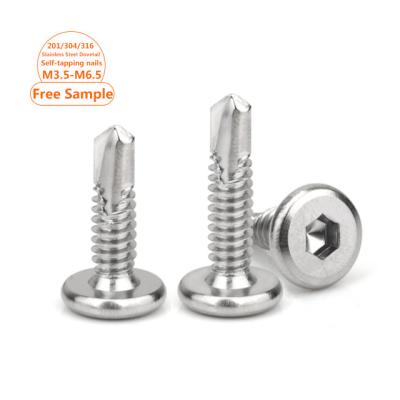 China HEX 410 Stainless Steel Large Socket Flat Hex Round Head Screw Self-Drilling Self Tapping Dovetail Screws M5.5 M6.3 for sale