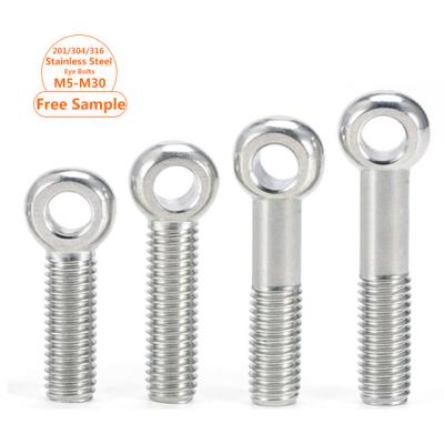 China M5-M30 201/304/316 A2 Din444 Stainless Steel Swing Bolts Angle Eye Bolts Threaded Shank Eyes for sale