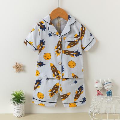 Китай Домашняя кнопка рукава краткости хлопка вверх по Pyjama отворотом pyjamas мягкому установила 5% лайкра планеты Ракеты продается