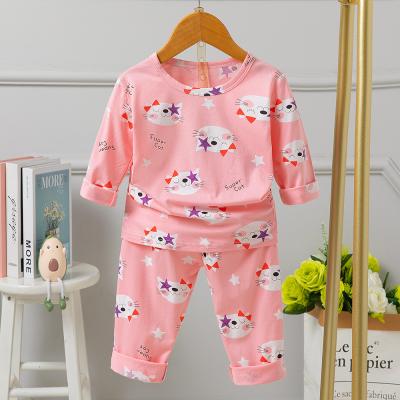 China De jonge geitjes 12months snakken Koker en Broek Geplaatst q-Versie Cat Print Pyjamas Cotton Spandex Te koop