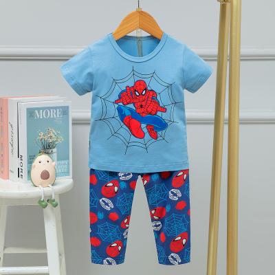 Chine Pyjamas ronds de l'âge 7 de coton de soie de glace de costume de nuit de ressort et de cou des enfants d'été à vendre