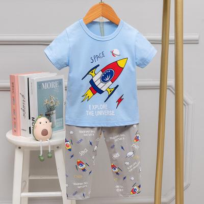 China Breathable Pyjamas Karikatur-Rocket Short Sleeve Pajama Sets Alters-12 zu verkaufen