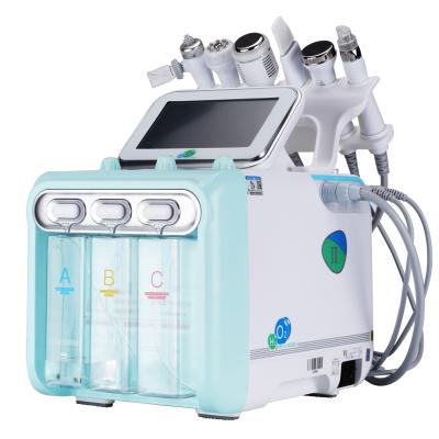 China 2021 Exfoliators Facial Cleansing Machine with 6 Handles Small Bubble Face Oxygen H2O2 Jet for Face Lift Anti Wrinkle Skin Rejuvenation for sale