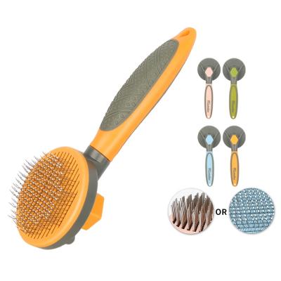 China Factory Stocked Wholesale Cat Dog Grooming Slicker Brush Self Cleaning Pet Needle Best for sale