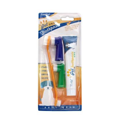 China Factory viable LOW MOQ wholesale 4 in 1 dog toothbrush and toothpaste set for sale