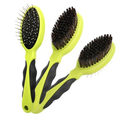 China Factory Wholesale Viable Three Style Green Cat Bristle Brush Pet Dog Needle Massage Grooming Comb for sale