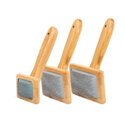 China Factory Stocked Wholesale Bamboo Wooden Brush Dog Grooming Moulder Pin Pet Wire Brush Cat Long Brush for sale