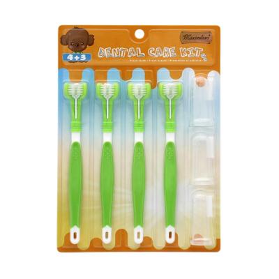 China Factory Wholesale Viable 7 in 1 Pet Cat Dog Toothbrush Set Dog Dental Care for sale