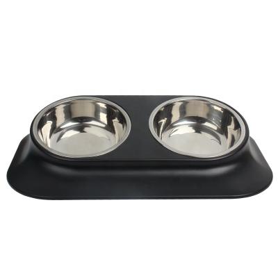 China Wholesale Black Dog Food Cat Water Bowls No Spill Dog Food Sustainable Factory Wholesale Double Sloped Bowl for sale