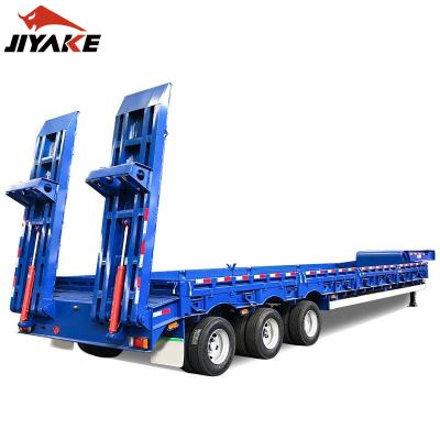 China 3 Axle/4 Axle Gooseneck Utility Lowbed Semi Trailer Heavy Duty Carry Bed Equipment Low Bed Semi Truck Trailer for sale