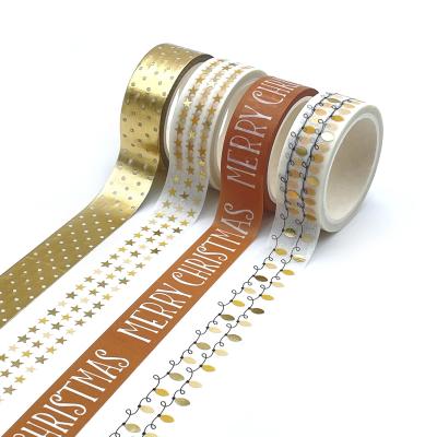 China High Efficiency Waterproof Christmas Set Sticker Foil Washi Tape In Chinese Yellow Color Foil for sale