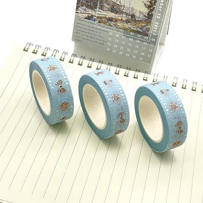 China Kawaii waterproof snowflake design fashion blue tapes glitter foil washi tape with cheap price for sale