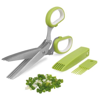 China Wholesale Sustainable New Design Universal Kitchen Tool Metal Herb Shears Convenient 5 Blade Cutter for sale