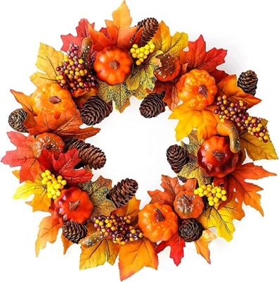 China Party Factory Halloween Thanksgiving Family Wall Hallway Farmhouse Fall Pumpkin Front Wreath for sale