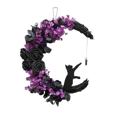 China Outdoor Fireplace Home Decoration Horror Atmosphere Creator Halloween Black Cat Moon Garland Party Manufacturer's Direct Sales for sale