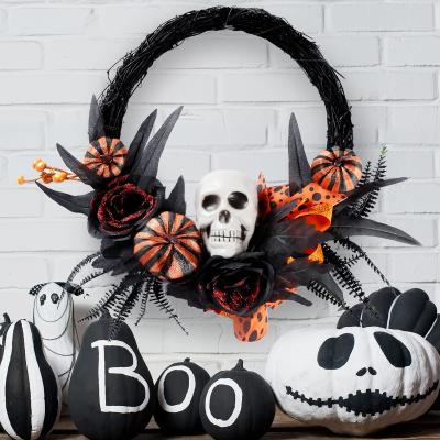 China Party Makers Head Artificial Ghost Head Decor Main Entrance Atmosphere Maker Halloween Pumpkin Orange Home Garland for sale