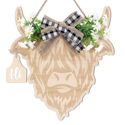 China Wholesale Scottish Rustic Home Porch Home Wall Main Entrance Winter Fall Summer Party Spring Cow Farm Highland Garlands for sale