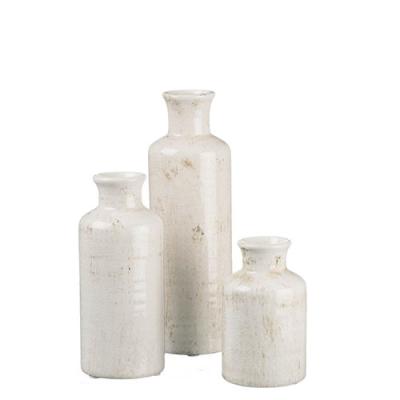 China Modern Wholesale Table Decorations White Ceramic Living Room Centerpiece Flower Vase Set for sale