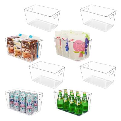 China Hot Selling Plastic Clear Freshness Keeping Kitchen Freezer Fridge Cabinet Organization Storage Organizer Clear Pantry Food Bins for sale