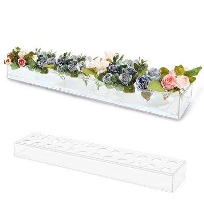 China Modern Hot Sale Cheapest Plastic Rectangular Floral Centerpiece Weeding Clear Acrylic Flower Vase for sale