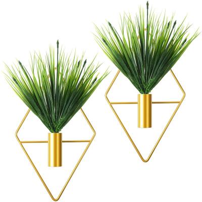 China Modern Modern Geometric Metal Indoor Plants Decor Home Office Wall Hanging Vase for sale