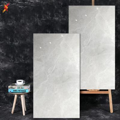 China Modern Popular Digital Glossy Light Gray White Wall Glazed Terrazzo Flooring Porcelain Floor Tile Polished 120x60 for sale