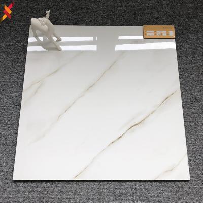 China Cheap China Metallic 60x60 Indoor White Marble Look Tiles Carrara Porcelain Ceramic Glazed Floor Tiles for sale