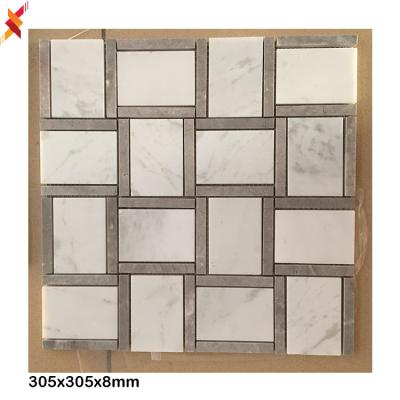 China 8mm thickness popular modern natural marble marble stone mosaic tile for wall decoration for sale