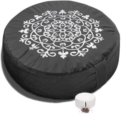 China Hot Sales Anti-bacteria Meditation Cushion Buckwheat Yoga Bolster Around Pillow Black Meditation Pillow Zafu Meditation for sale