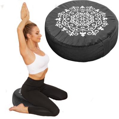 China Removable Washable Sports Velvet Buckwheat Yoga Pillow Deeply Relieve Stress Meditation Cushion Meditation for sale